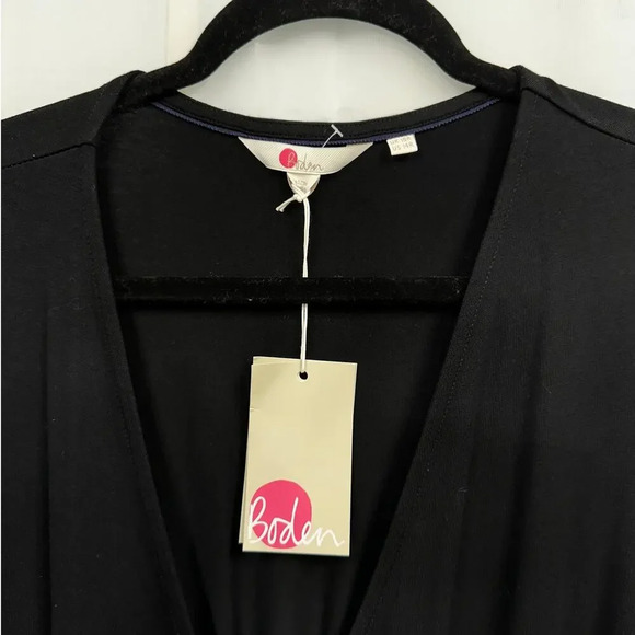NWT Boden (14 R) Black Long Maxi Wrap Tie Waist Knotted Long Sleeve Dress - Picture 4 of 9